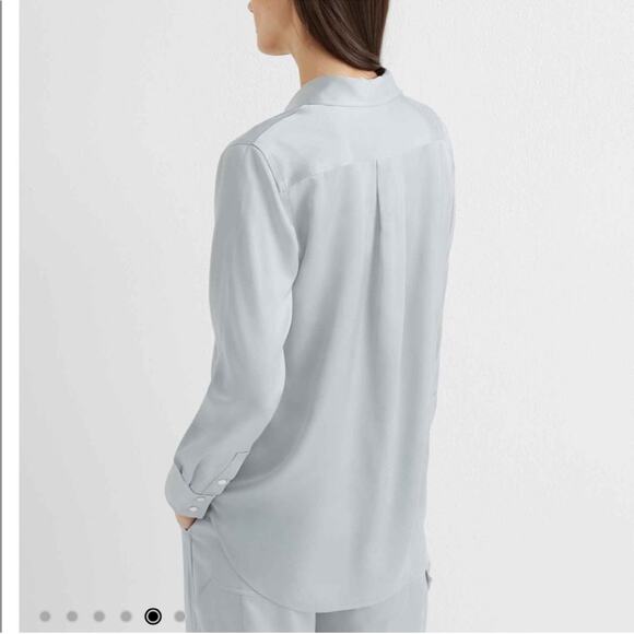 Club Monaco Carpenter Shirt Cloud Gray Silver Long Sleeve Button Front Top SMALL - Picture 4 of 13